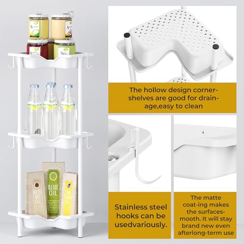 OriwarE 3-Tier Rustproof Corner Shower Caddy - Floor Standing Shelf