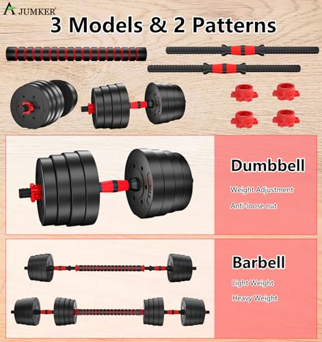 AJUMKER 30KG Adjustable Dumbbell and Barbell Set for Home Gym Training