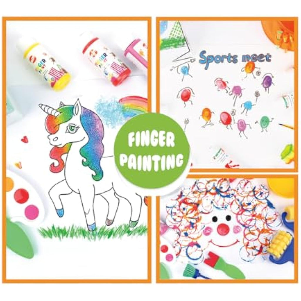BLOT Washable Finger Paint Set for Kids – 10 Colors with 15 Tools