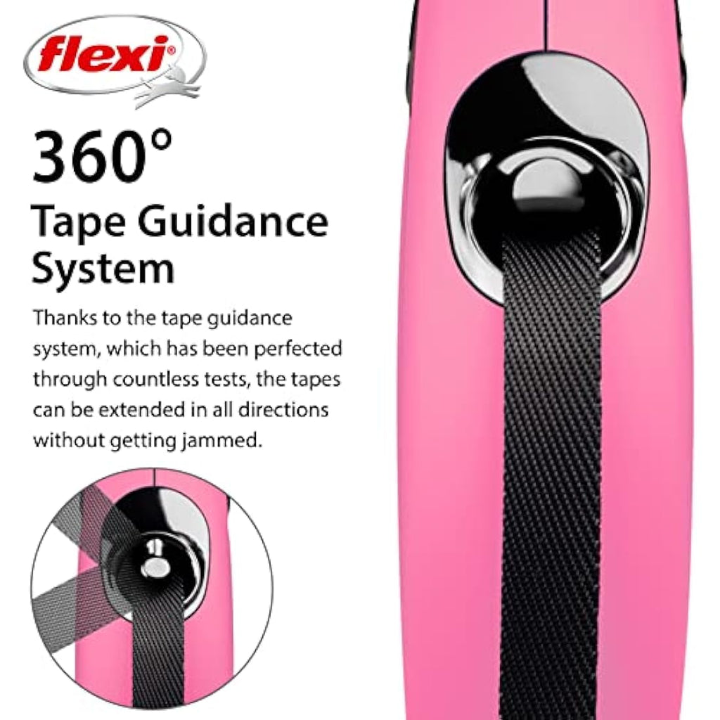 flexi New Classic Retractable Dog Lead Tape, Small, 5m - Pink