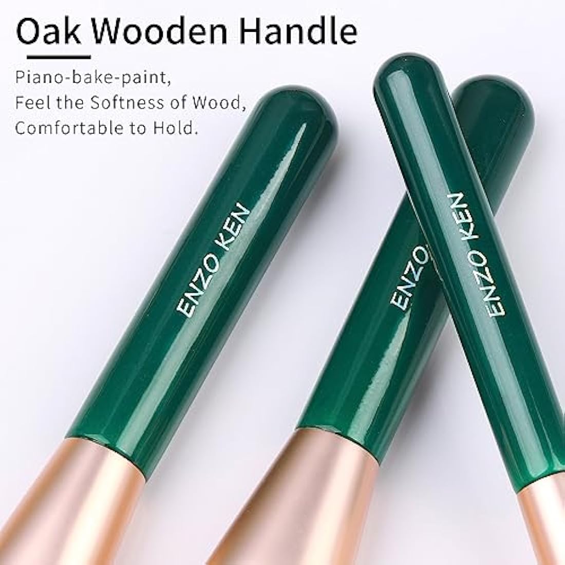 ENZO KEN Professional Goat Hair Makeup Brush Set with Case - Green