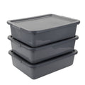 Begale 3-Pack Washing Up Bowl with Lid, Plastic Bus Box, 13 L, Grey