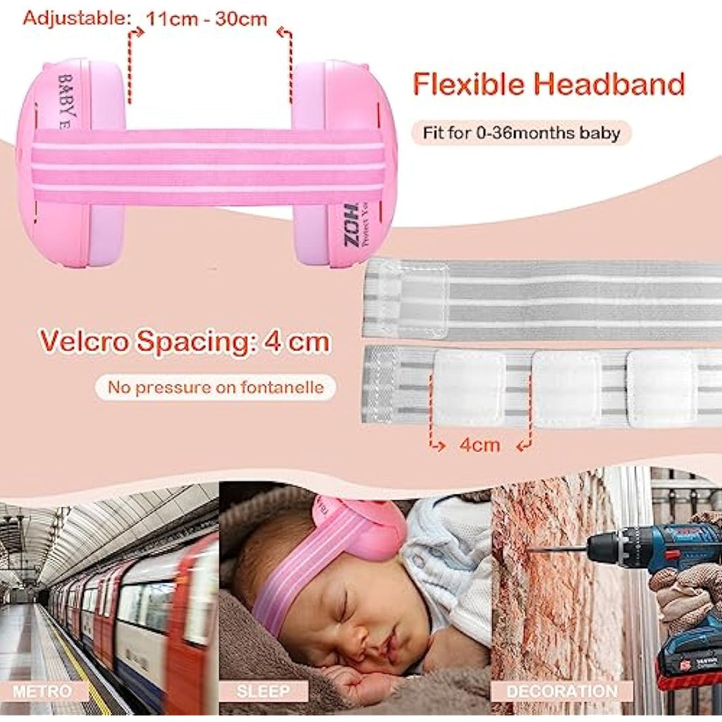 ZOHAN Baby Noise Cancelling Earmuffs – Infant Hearing Protection (Pink)