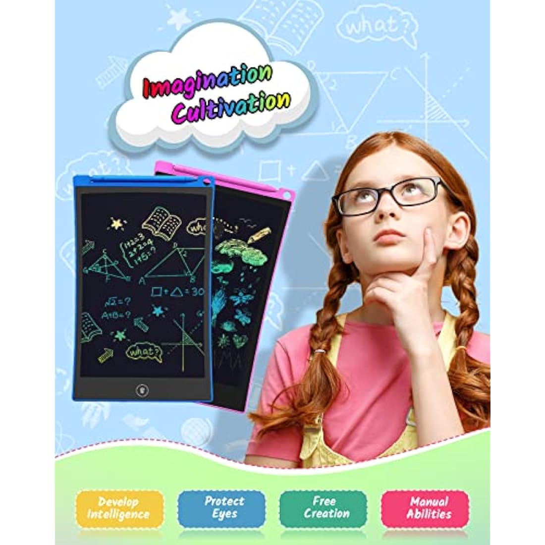 TECJOE 2-Pack LCD Writing Tablet | 8.5 Inch Colorful Doodle Board for Kids