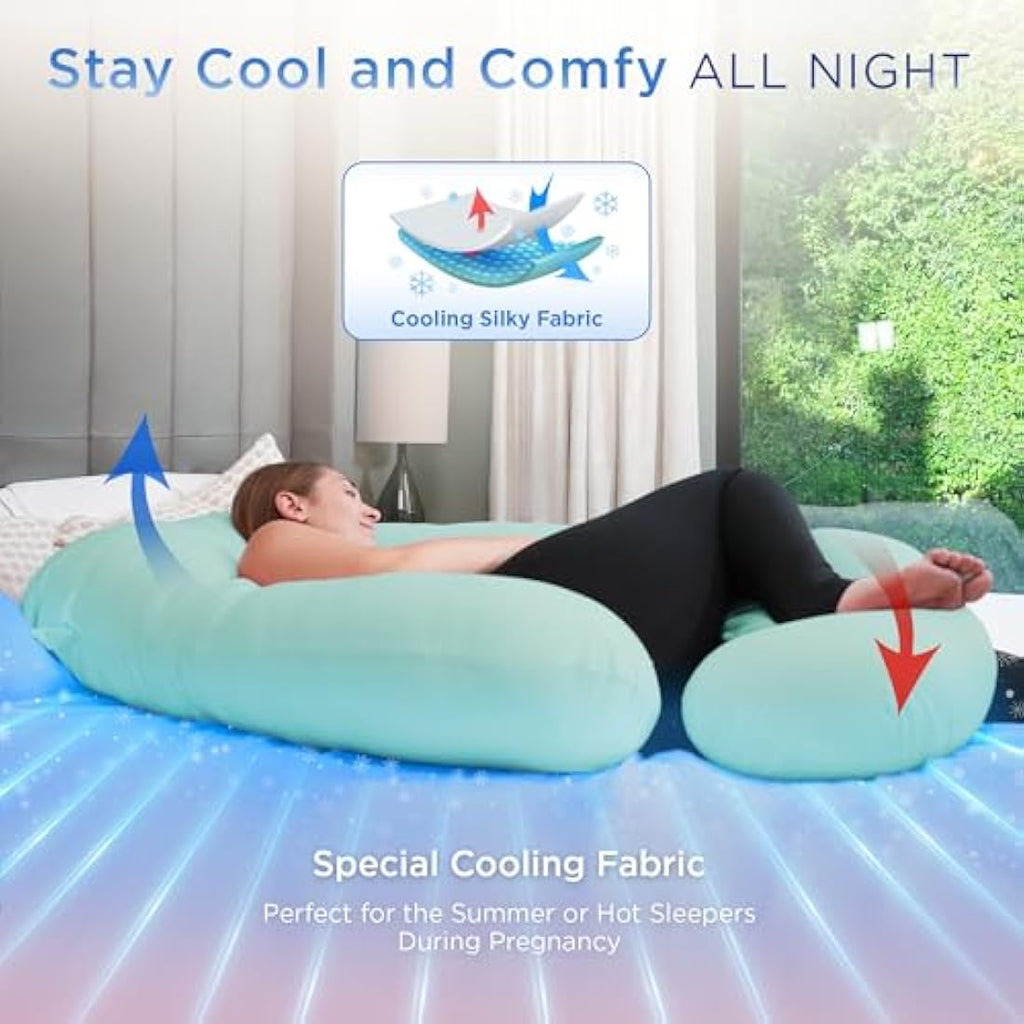 PinkFoggie U-Shaped Cooling Pregnancy Pillow | Full Body Support