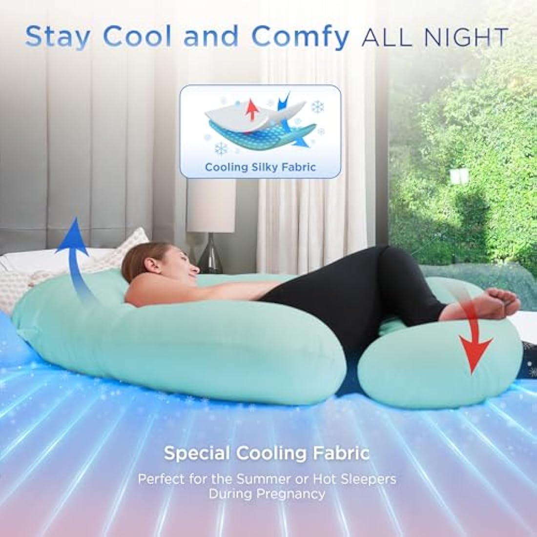 PinkFoggie U-Shaped Cooling Pregnancy Pillow | Full Body Support