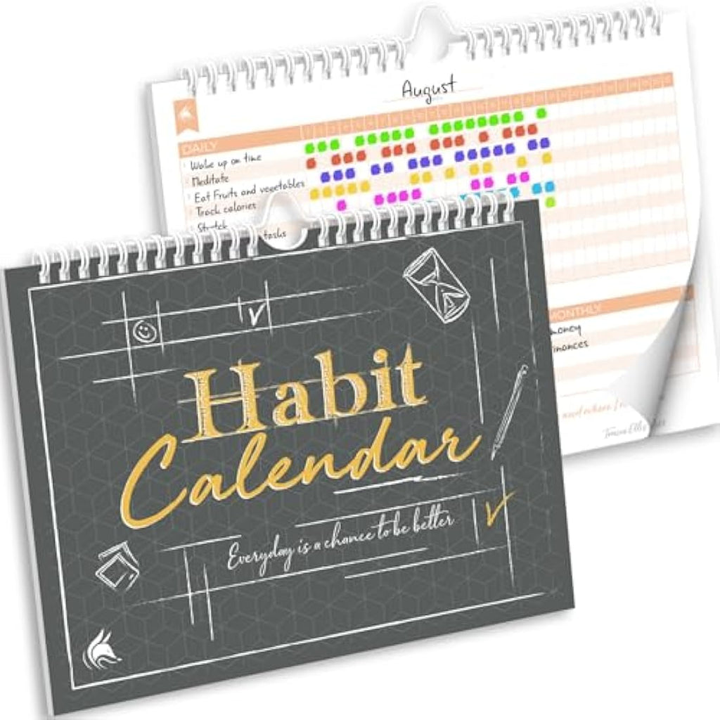Clever Fox Habit Calendar – 24-Month Goal Planner & Tracker, Black
