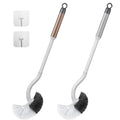 GUCOLUBU Toilet Brush Set of 2 with Edge Cleaner – Long Handle, Grey/Brown