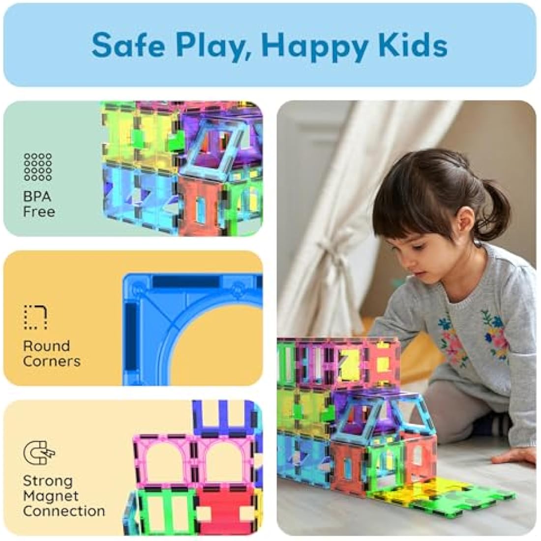 PicassoTiles 42-Piece Magnetic Building Tiles Set – STEM Educational Toy