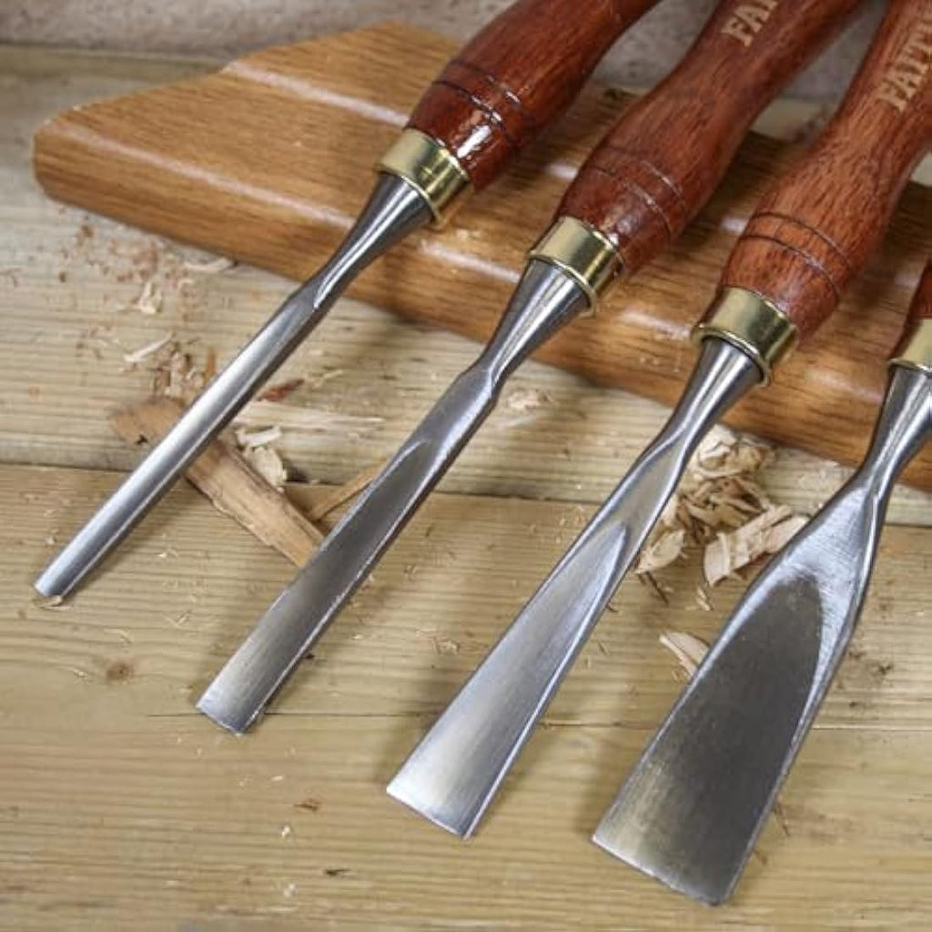 Faithfull Wood Carving Chisel Set - 12 Piece Walnut Woodworking Tools