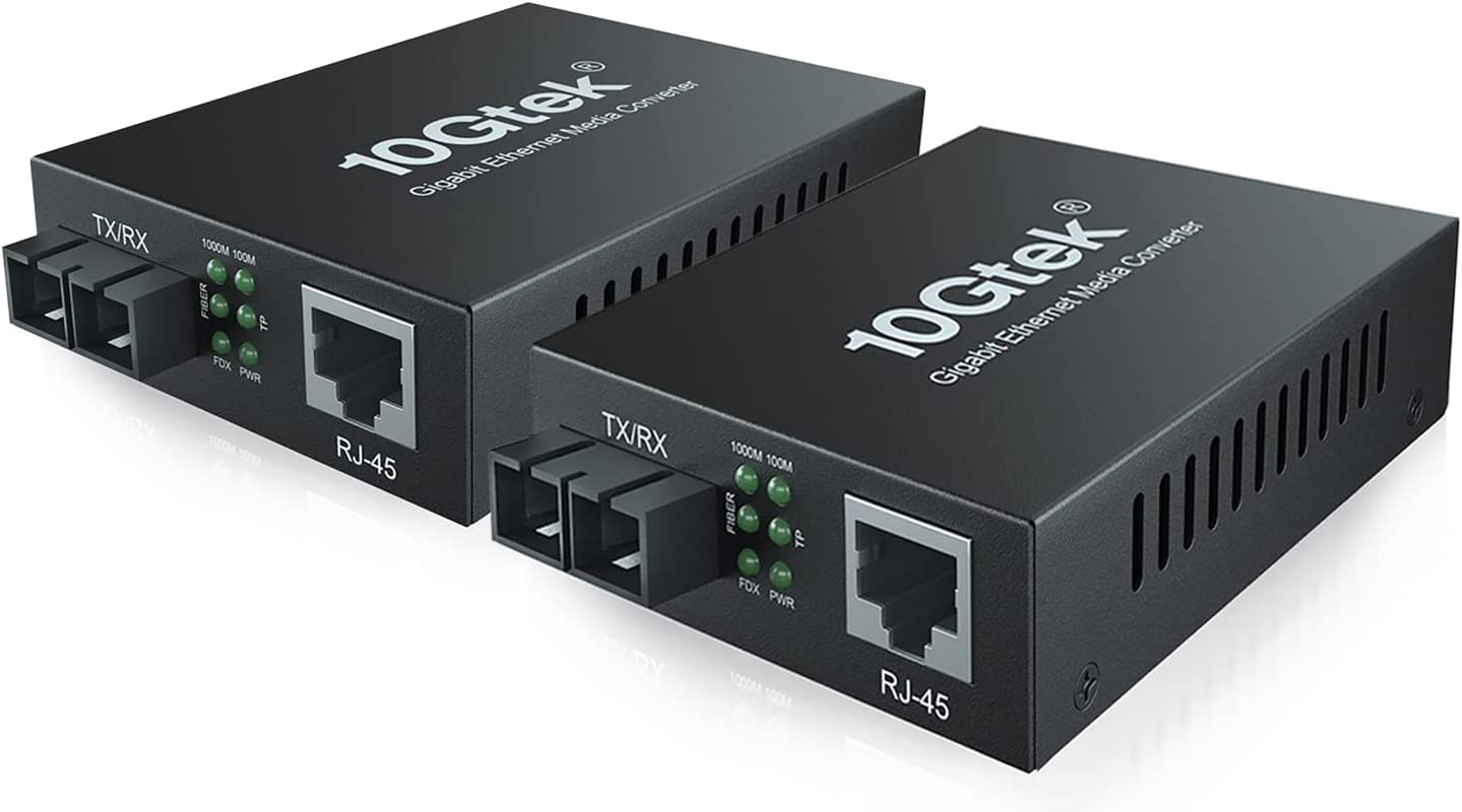 ipolex Gigabit Single-Mode SC Fiber to Ethernet Media Converter, 2-Pack