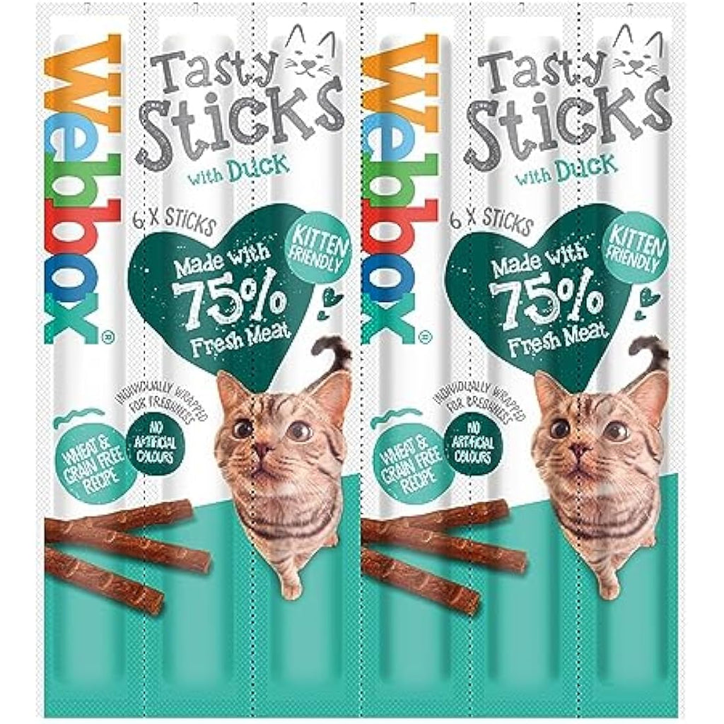 Webbox Tasty Sticks Duck Cat Treats – Grain Free & Kitten Friendly (150pk)