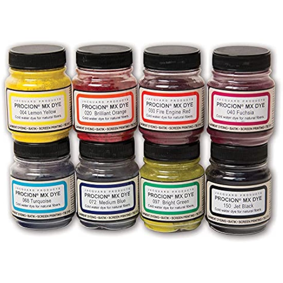 Jacquard Procion MX Fiber Reactive Cold Water Dye Set | 8 Vibrant Colours