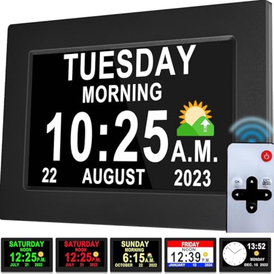Véfaîî Dementia Day Clock – 7" HD Digital Calendar with 20 Reminders