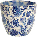 Ivyline Monza Vintage Blue Ceramic Floral Planter - 15.5cm Glazed Pot