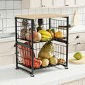UMDONX 2-Tier Fruit Rack – Stackable Wire Vegetable Storage Basket, Black