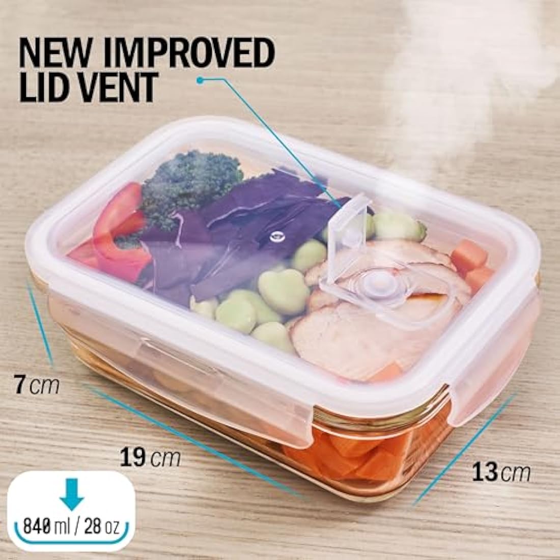 Igluu Glass Meal Prep Containers - 5 Pack 840ml Oven Safe Borosilicate