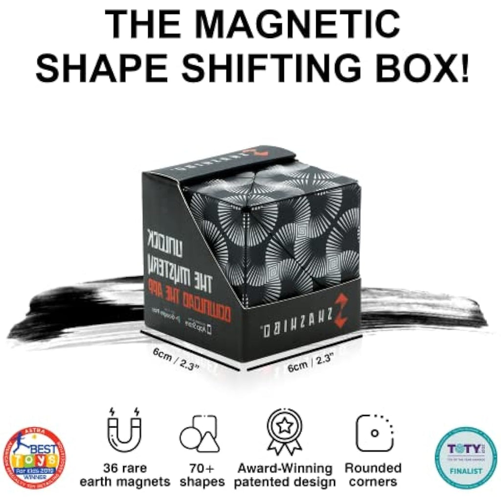 Shashibo Shape Shifting Box – Magnetic Fidget Cube Puzzle (Black & White)