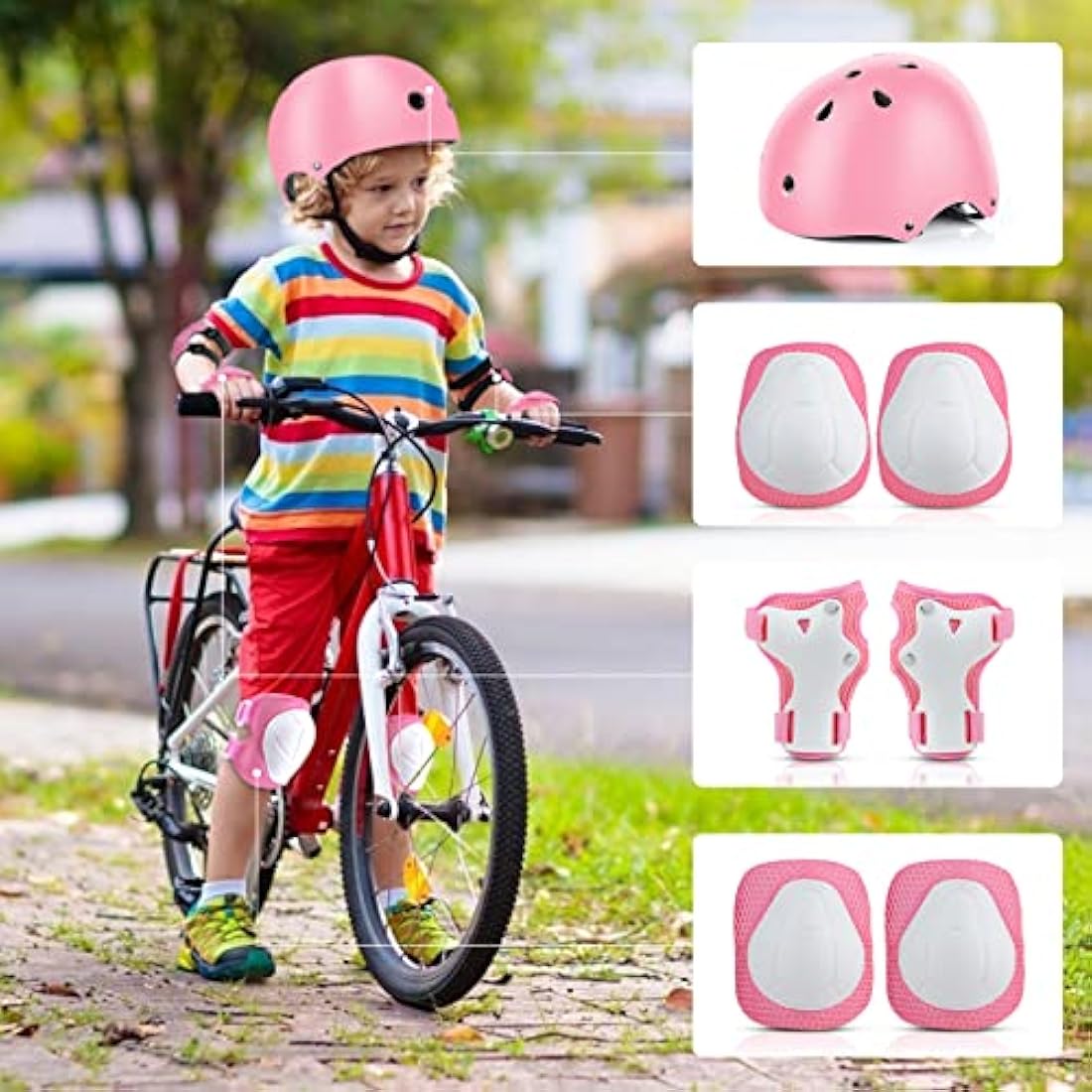 Kids Bike Helmet and Knee Pads Set | 7-in-1 Protective Gear