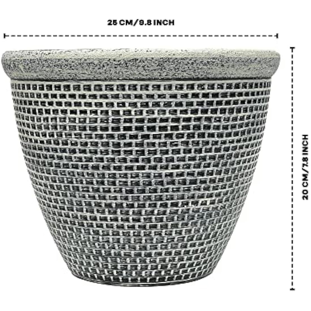 Round Cromarty Plant Pots - Antique Silver 25cm (Pack of 2)