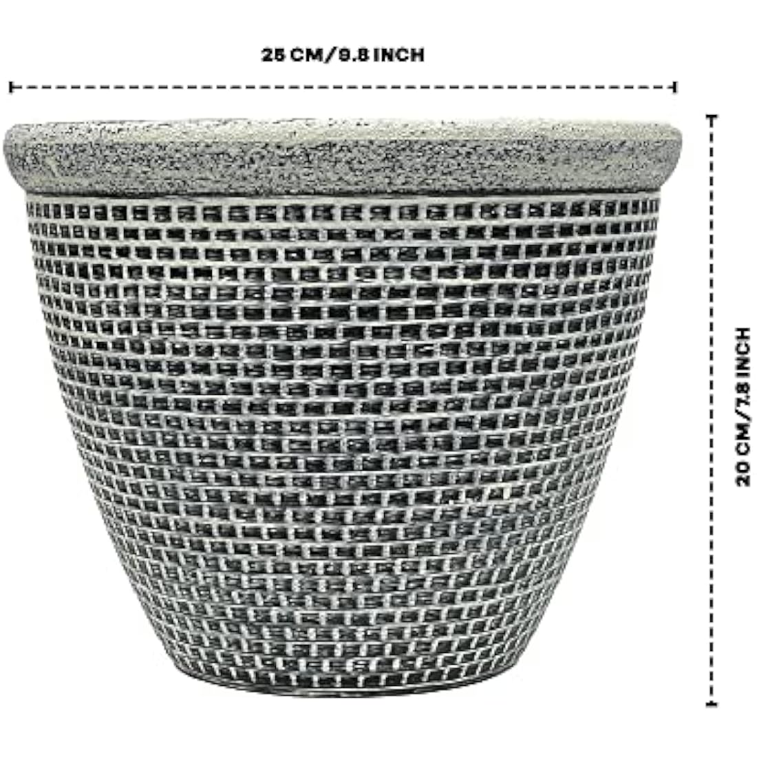 Round Cromarty Plant Pots - Antique Silver 25cm (Pack of 2)