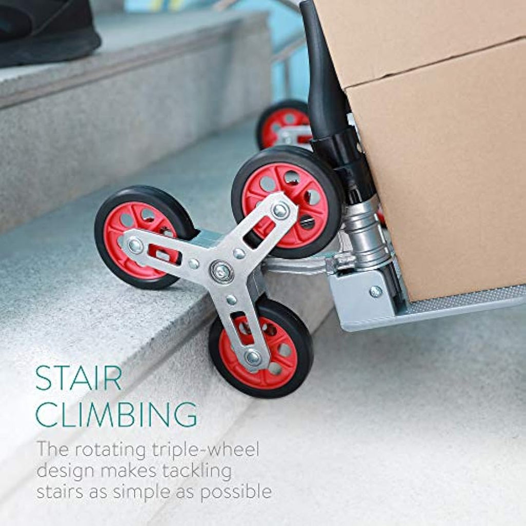 Navaris Stair Climbing Hand Trolley – Folding Aluminium Dolly Cart