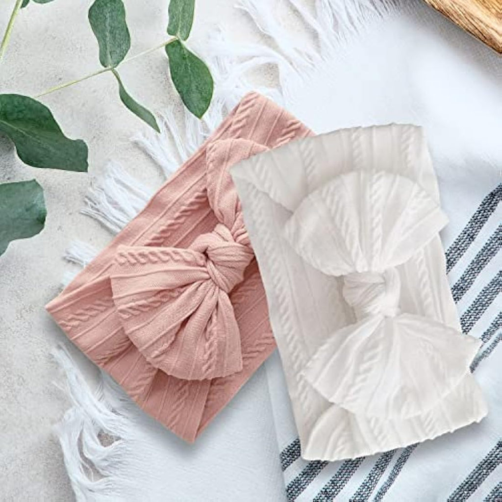 Baby Headbands – 2-Pack Soft Spandex Bows for 0-3 Years