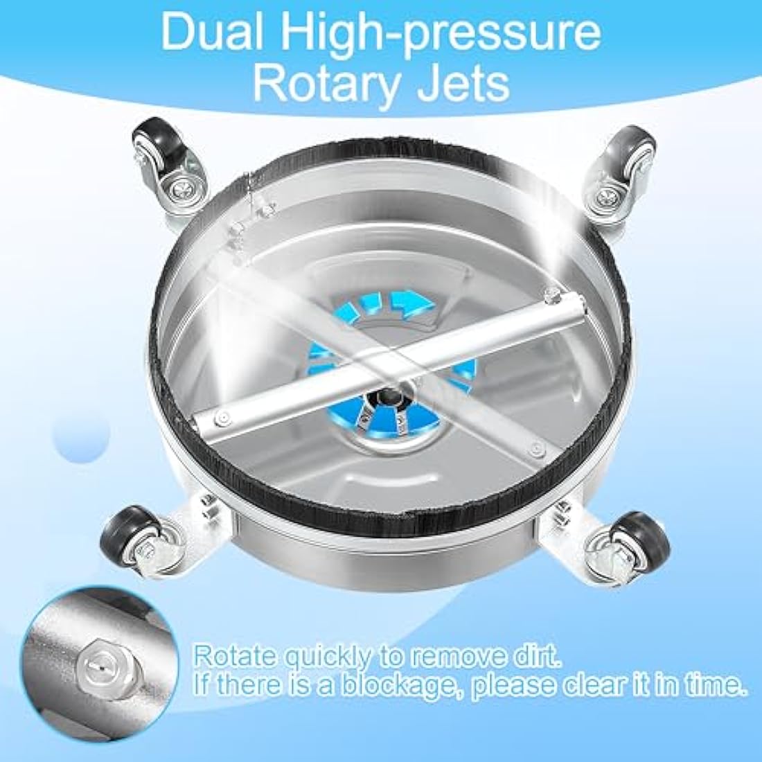Tool Daily 17" Stainless Steel Surface Cleaner for Pressure Washer, 4000 PSI