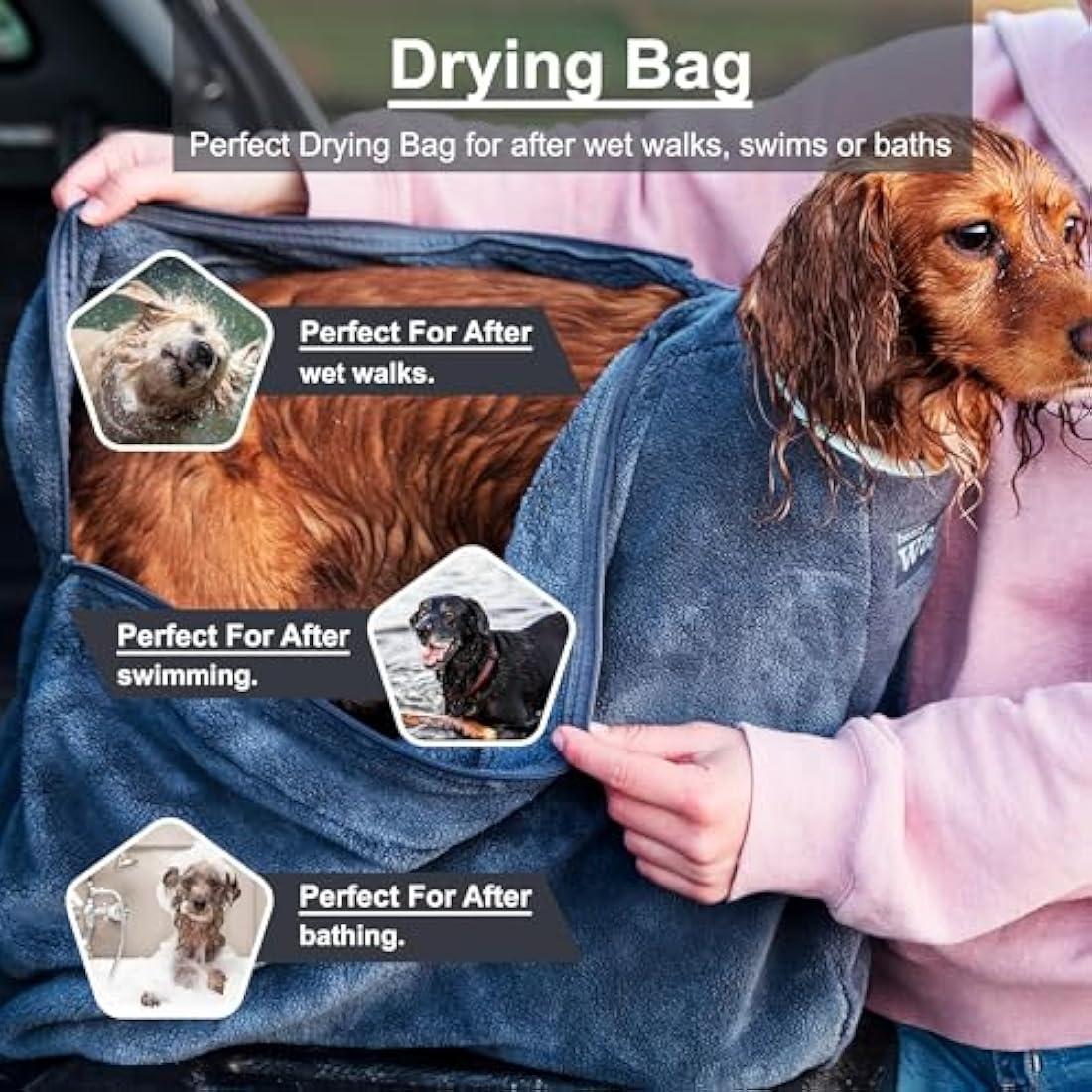 Henry Wag Microfibre Dog Drying Bag | Absorbent & Quick Dry – Large