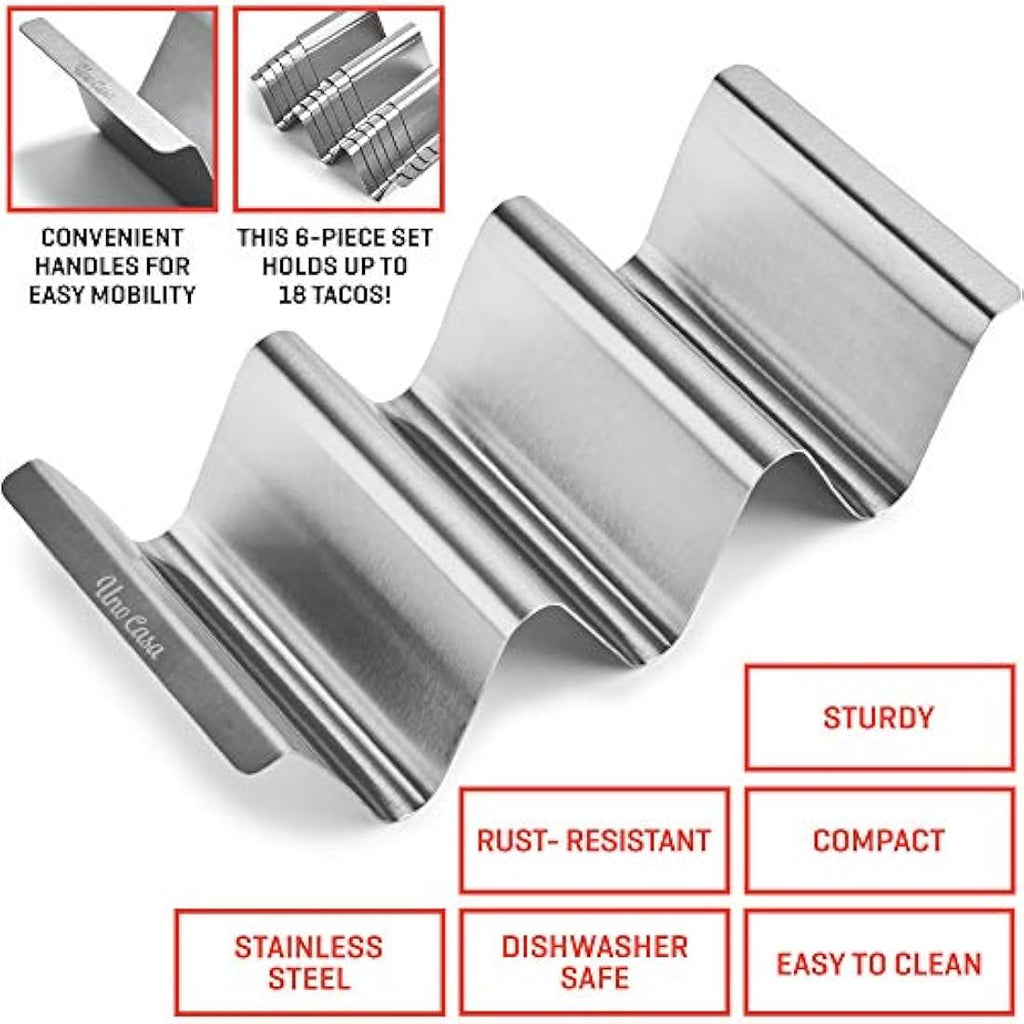 Uno Casa Stainless Steel Taco Holders Set of 6 – Oven & Grill Safe