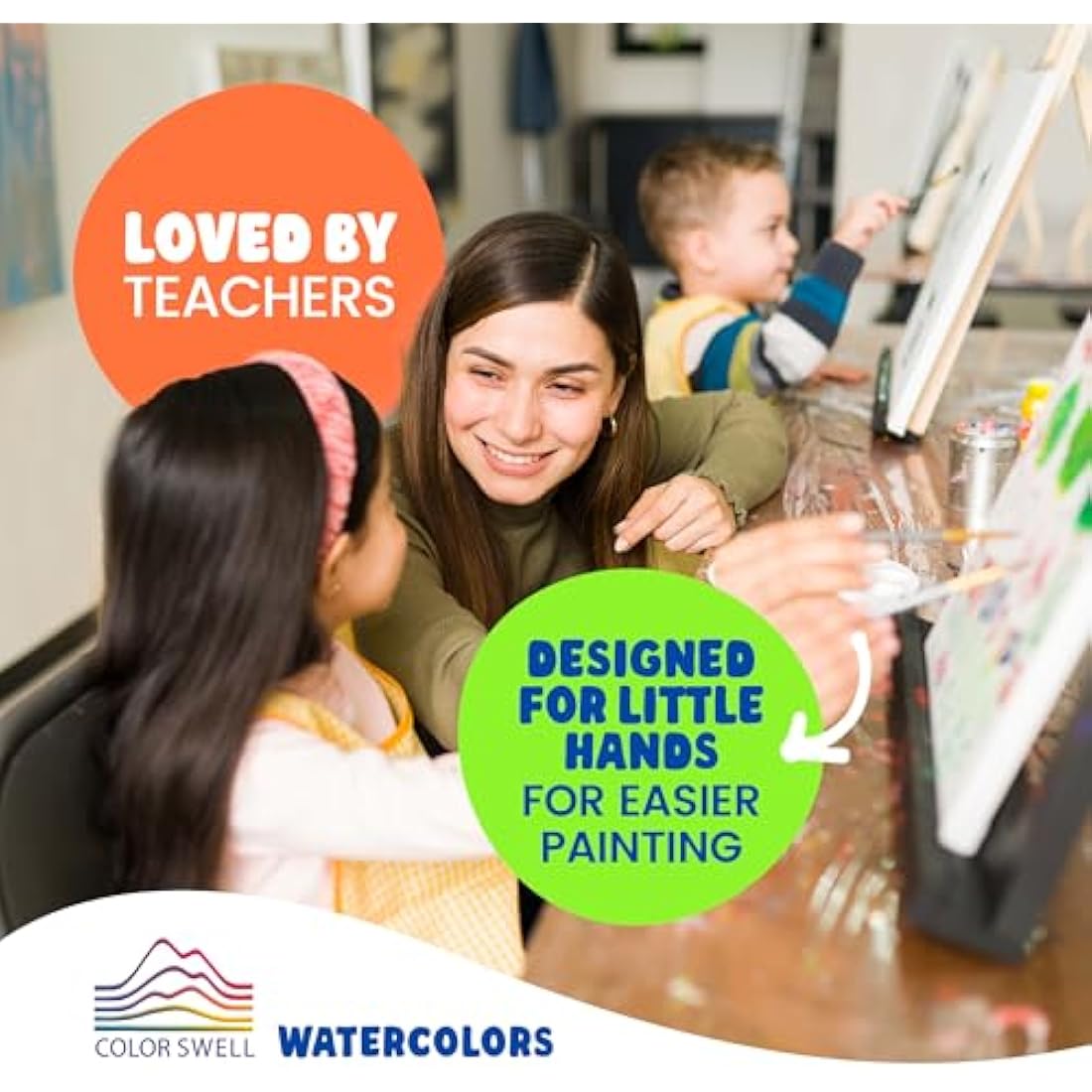Color Swell 6-Set Watercolour Paint Pack | 8 Washable Colours with Brushes