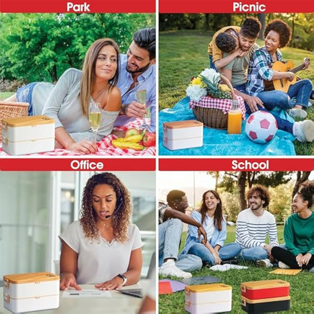 BMORE 1000ml Bento Lunch Box - 2 Layer Stainless Steel Leakproof Container