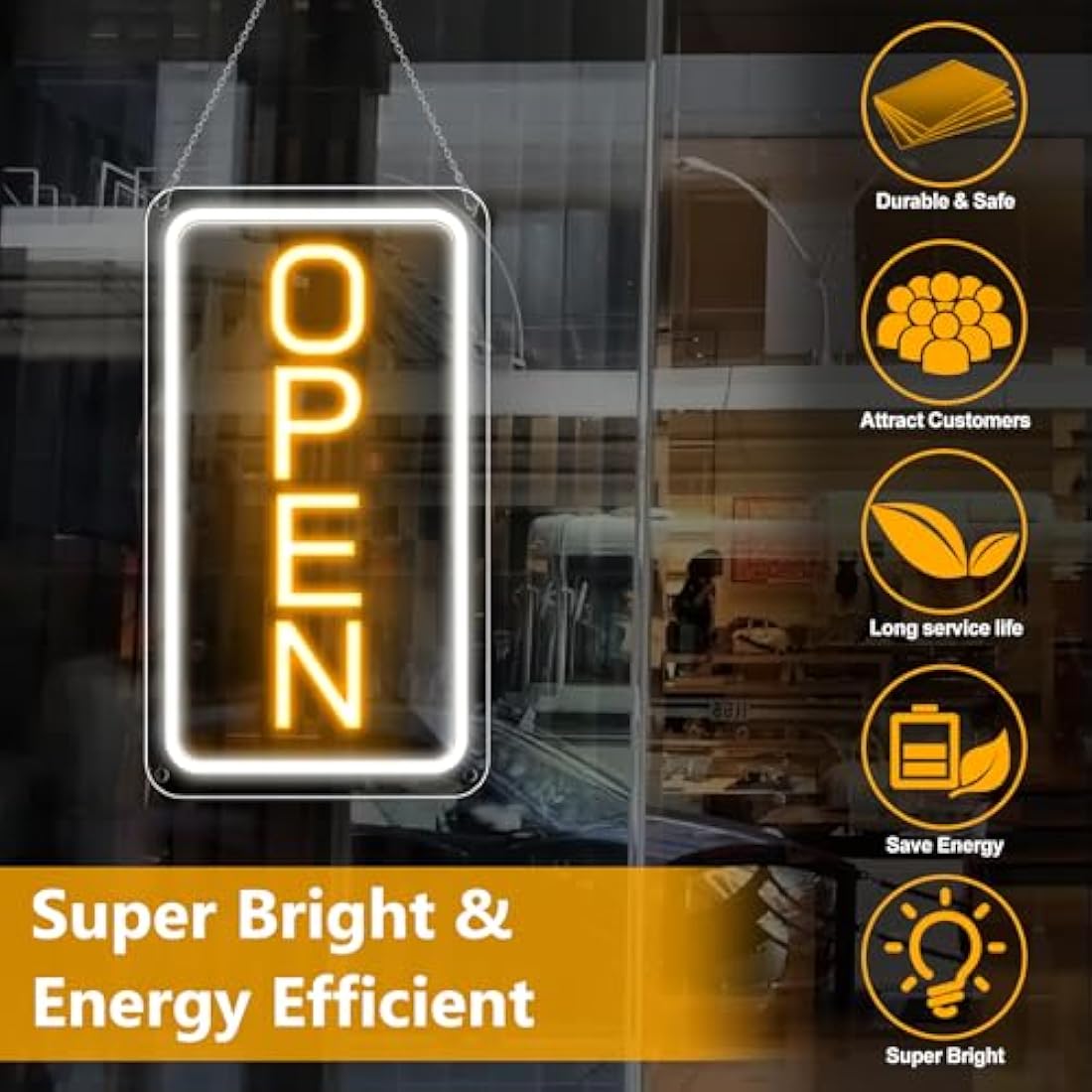 Jolof Store LED Neon Open Sign | 16x9 Dimmable USB Light for Business