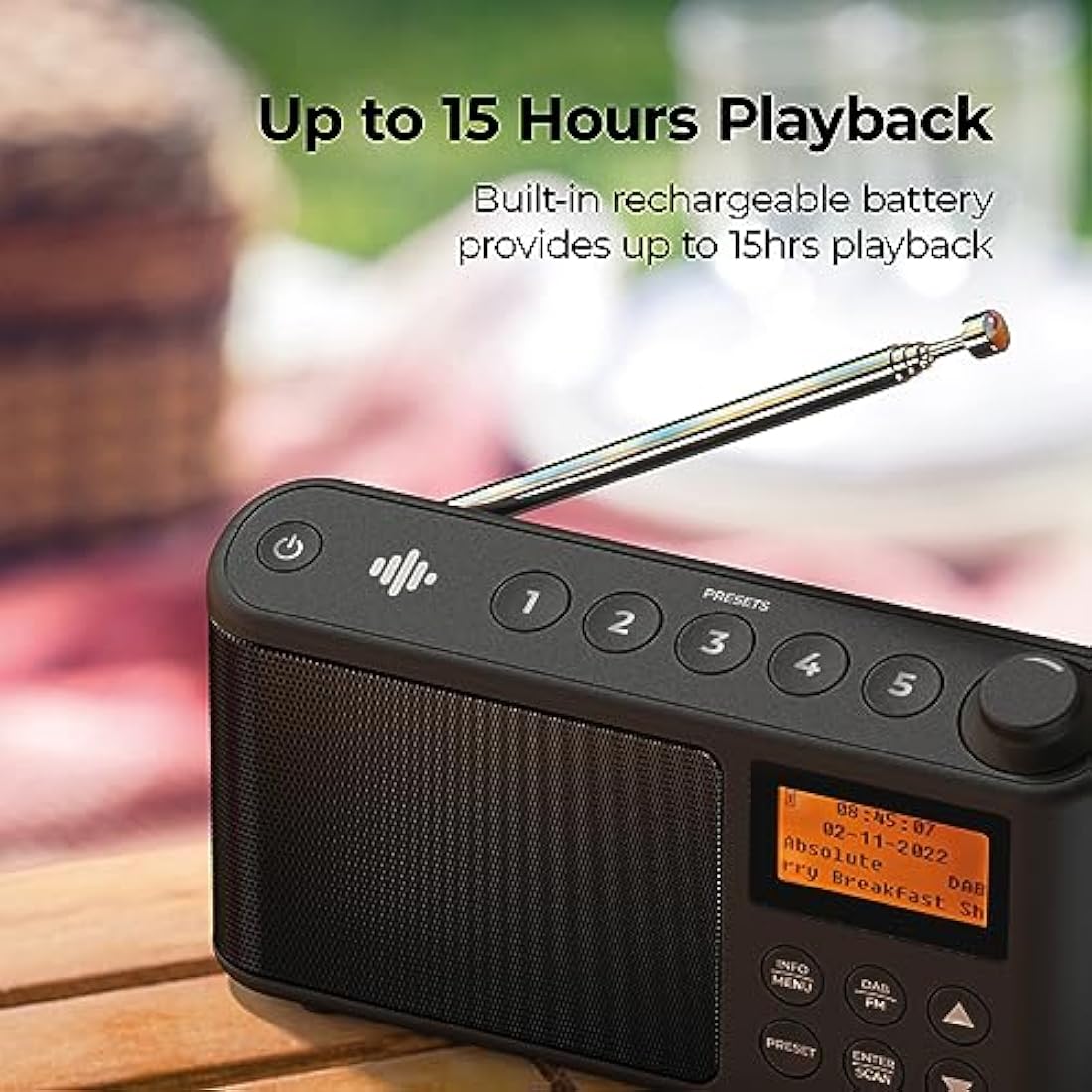 i-box Spectrum Portable DAB/DAB+ & FM Radio - 15H Battery & USB