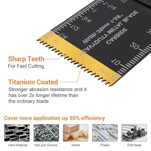 PECHAM 102PCS Oscillating Multitool Blade Kit | Titanium Wood Metal Blades