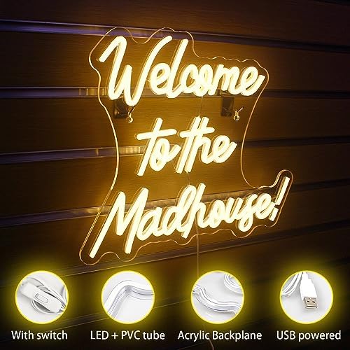 Horseneon Welcome to The Madhouse LED Neon Sign | Acrylic Wall Decor