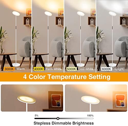 OUTON LED Floor Lamp – 30W 3000LM Modern Torchiere with Remote Control