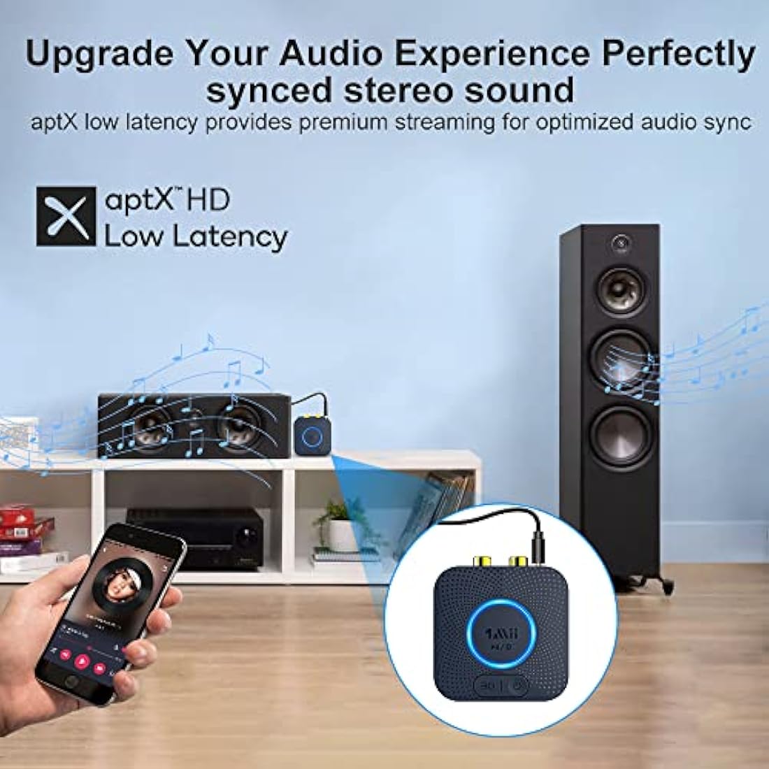 1Mii B06HD Bluetooth 5.1 Receiver | HiFi aptX HD Audio Adapter with RCA