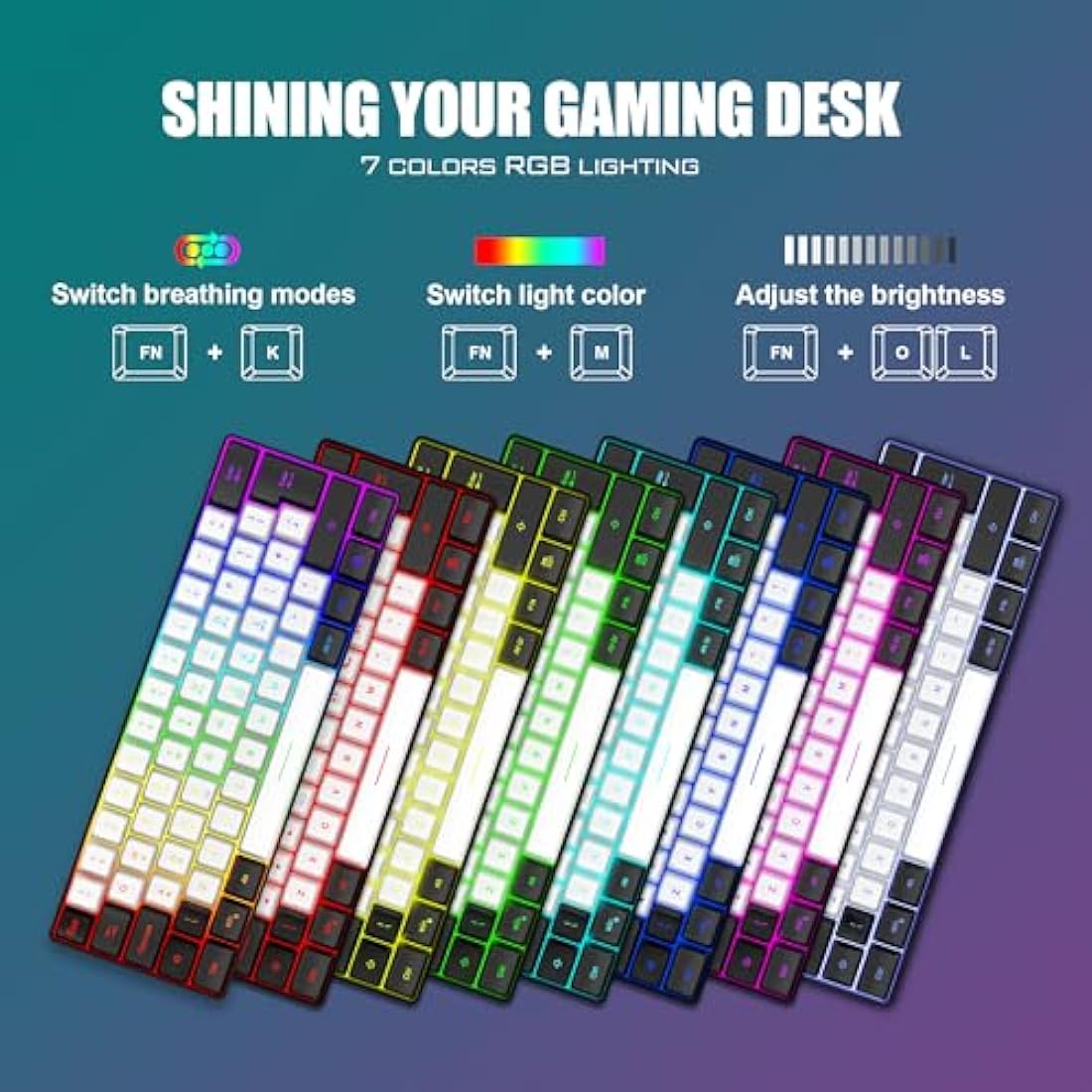 RedThunder 60% RGB Gaming Keyboard and Mouse Combo | UK Layout - White