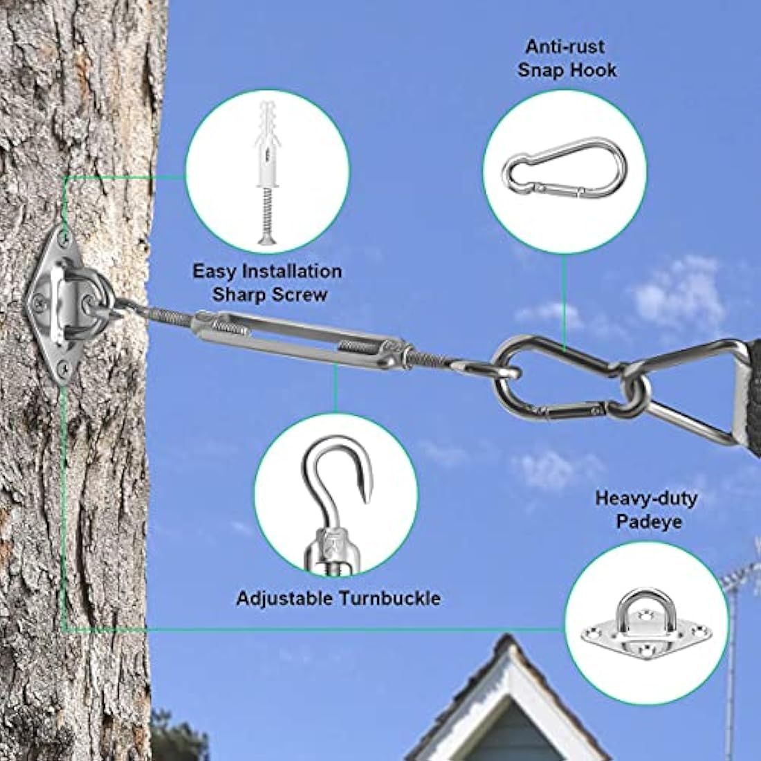 Sun Shade Sail Hardware Kit – M6 304 Stainless Steel Set