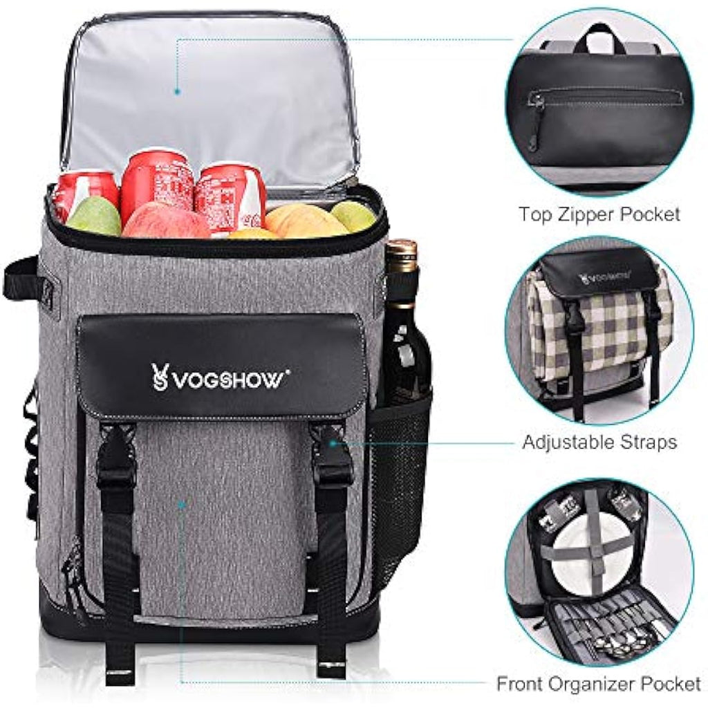 Vogshow 30L Insulated Cooler Backpack | Leakproof Waterproof Picnic Bag
