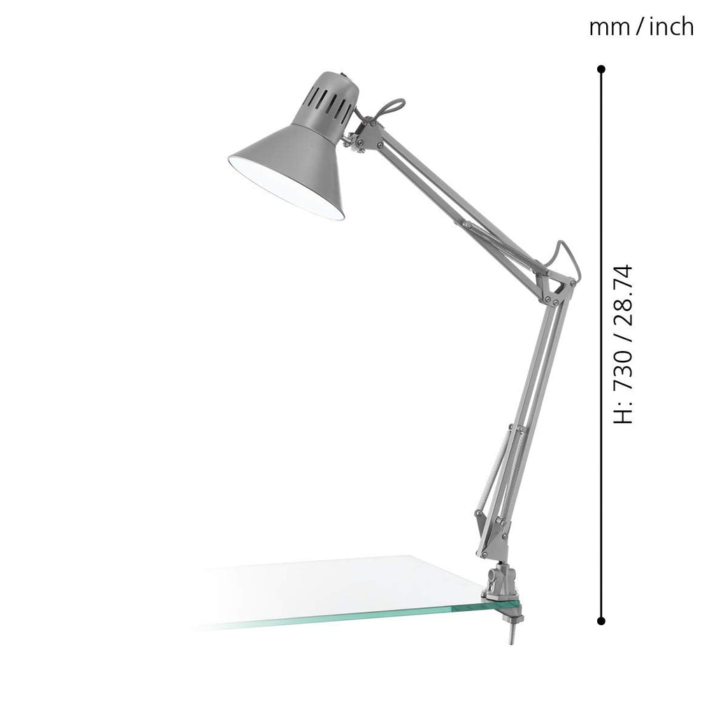 Eglo Firmo Silver Adjustable Clip-On Desk Lamp | Modern Task Light