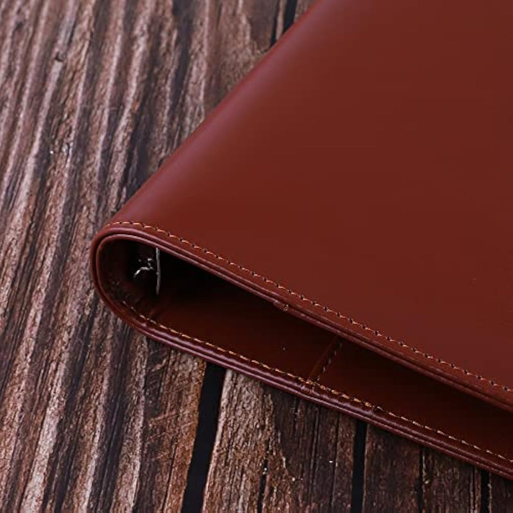Jolof Store A5 Ring Binder - Refillable PU Leather Budget Notebook, Brown
