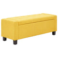 GFW Verona Ottoman Storage Box, Mustard Fabric Upholstered Blanket Box with Button Tufted Lid, Storage Bench with Hidden Storage and Wooden Feet - image 1