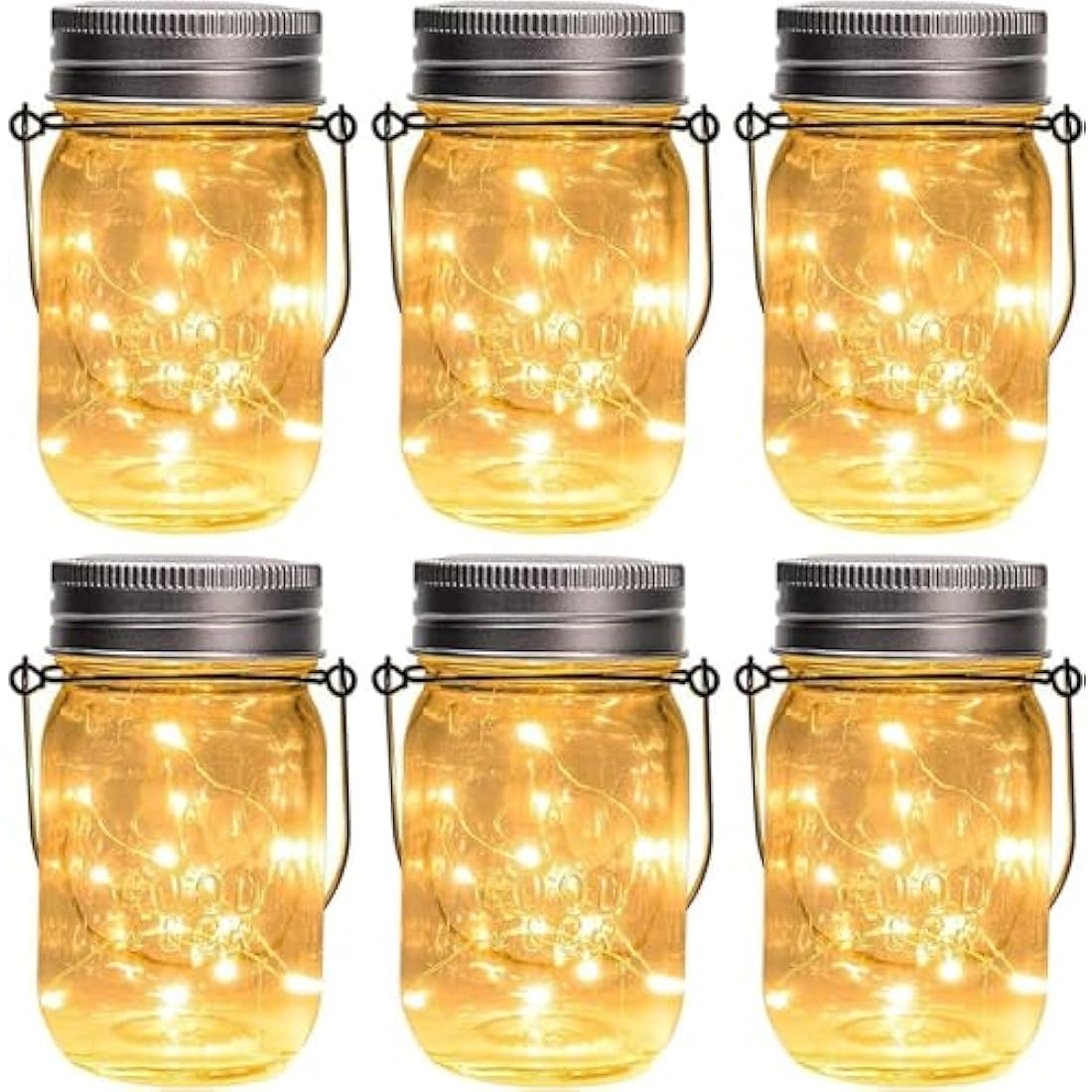 GIGALUMI Solar Mason Jar Lights – 6 Pack 30 LED Outdoor Garden Lanterns