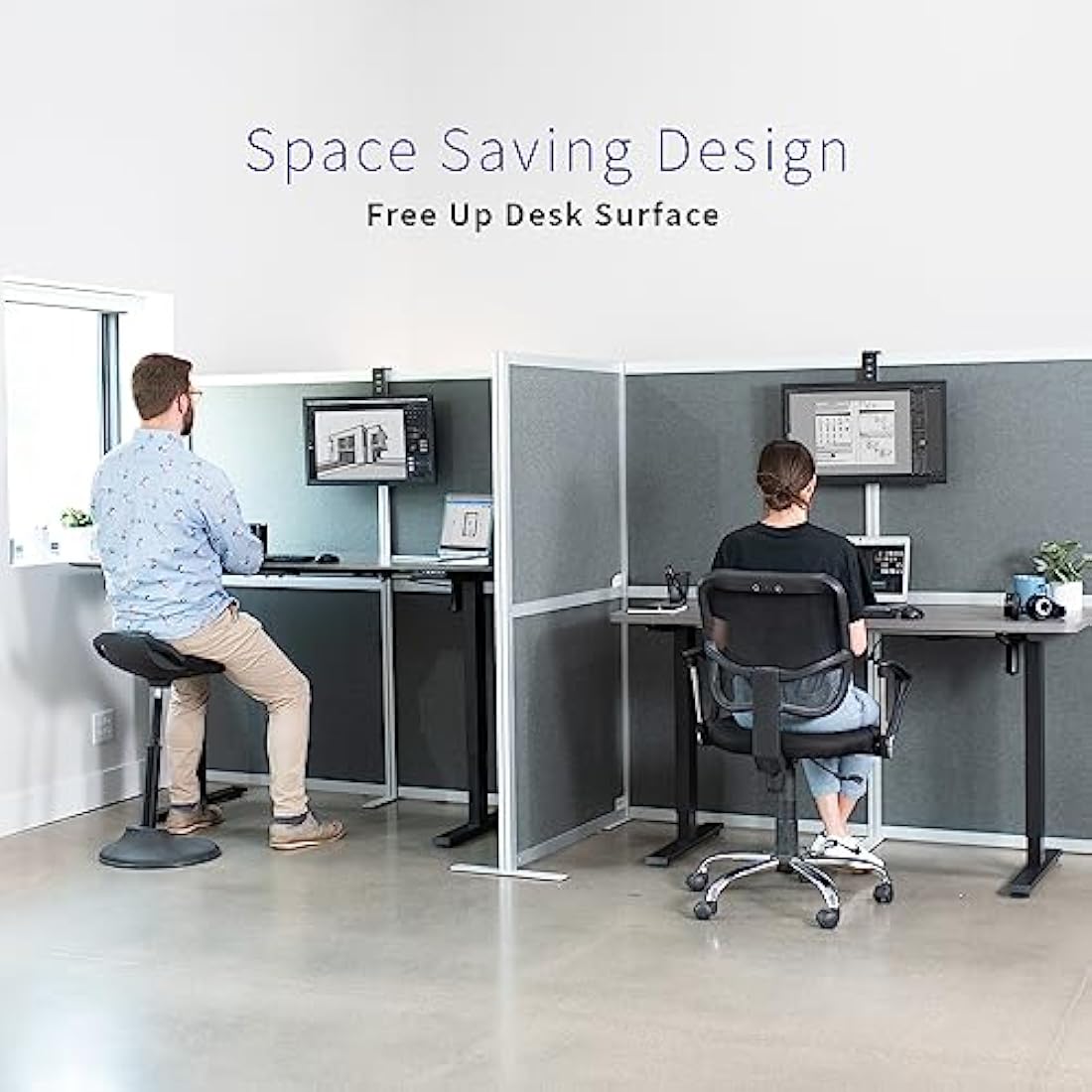 VIVO Cubicle Monitor Mount – Adjustable VESA Stand for 17 to 32 inch Screens