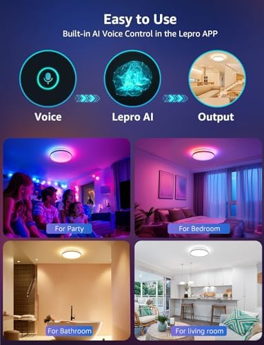 Lepro T1 AI Smart Ceiling Light – 24W Music Sync LED with Voice Control