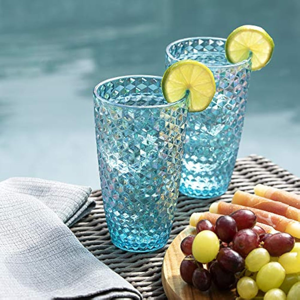 Bellaforte Shatterproof Tritan Plastic Tumblers | 562ml Blue Cups | Set of 4