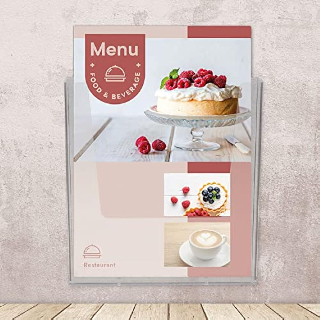 Jolof Store A4 Wall Mounted Brochure Holder | Clear Acrylic Flyer Stand
