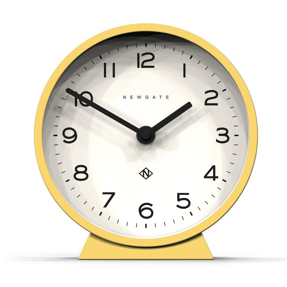Newgate M Mantel Clock – Silent Sweep Minimalist Desk Clock, Yellow